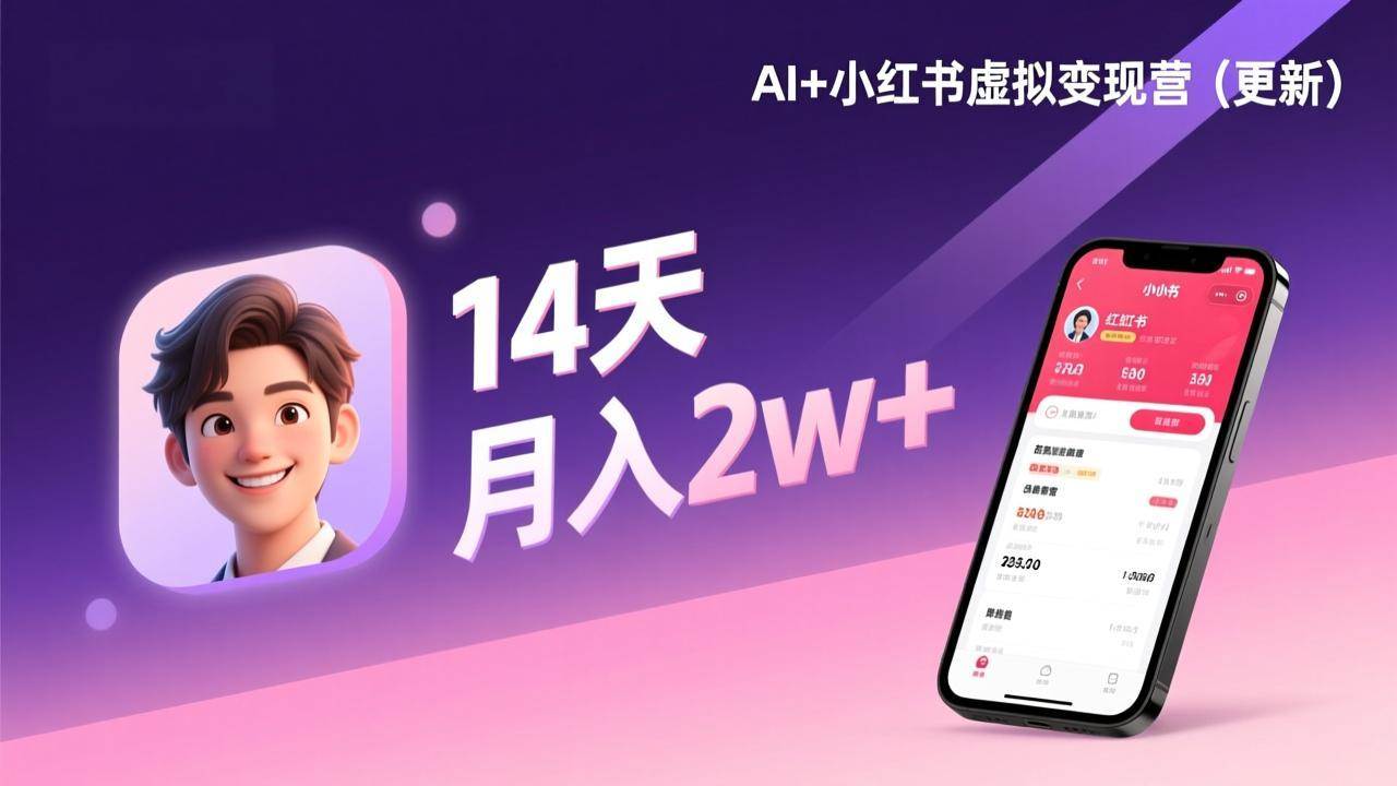 (17275期)AI+小红书虚拟变现营(更新),14天掌握选品、笔记、成交,打造自动化月入2w+事业-凡人轻创