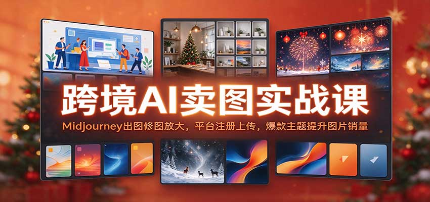 跨境AI卖图实战课:Midjourney出图修图放大,平台注册上传,爆款主题提升图片销量-凡人轻创