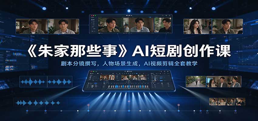 《朱家那些事》AI短剧创作课:剧本分镜撰写,人物场景生成,AI视频剪辑全套教学-凡人轻创