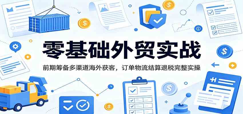零基础外贸实战：前期筹备多渠道海外获客，订单物流结算退税完整实操-凡人轻创