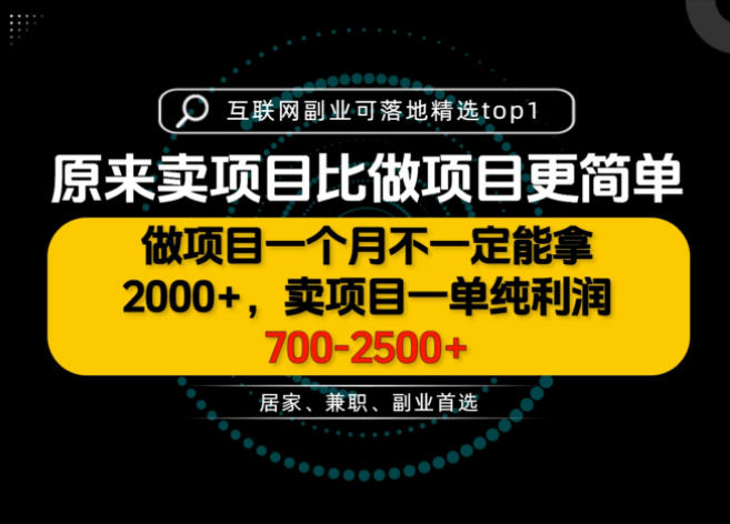 一单利润700-2.5K+,为什么我们要卖项目而不是做项目,我们普通人应该怎样开始?【揭秘】-凡人轻创