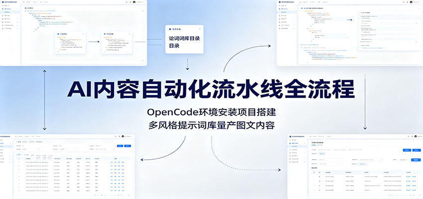 AI内容自动化流水线全流程：OpenCode环境安装项目搭建，多风格提示词库量产图文内容-凡人轻创