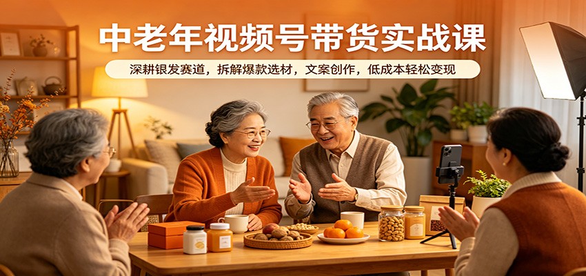 中老年视频号带货实战课：深耕银发赛道，拆解爆款选材，文案创作，低成本轻松变现-凡人轻创
