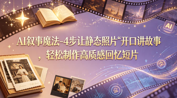 AI叙事魔法-4步让静态照片“开口讲故事”，轻松制作高质感回忆短片-凡人轻创