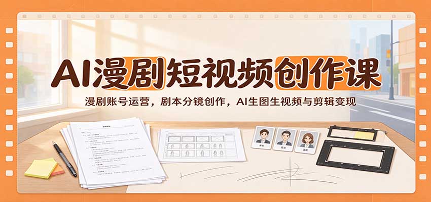 AI漫剧短视频创作课:漫剧账号运营,剧本分镜创作,AI生图生视频与剪辑变现-凡人轻创