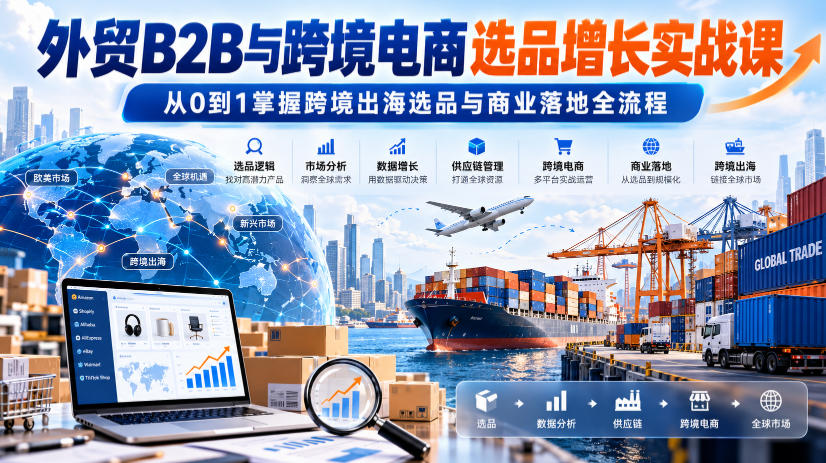 外贸B2B与跨境电商选品增长实战课,从0到1掌握跨境出海选品与商业落地全流程-凡人轻创