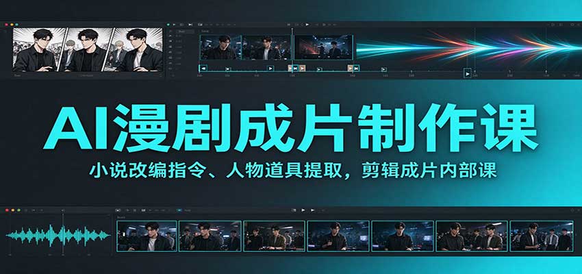 AI漫剧成片制作课:小说改编指令、人物道具提取,剪辑成片全流程 AI漫剧成片制作课:小说改编指令、人物道具提取,剪辑成片全流程