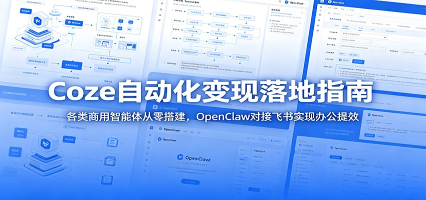 Coze自动化变现落地指南：各类商用智能体从零搭建，OpenClaw对接飞书实现办公提效-凡人轻创