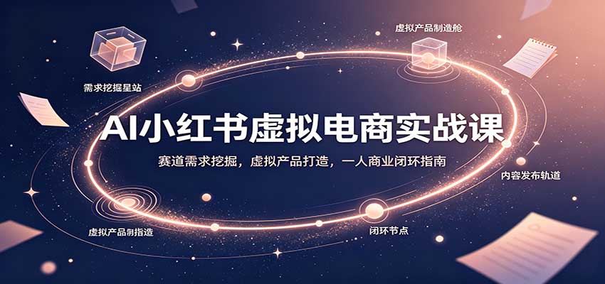 AI小红书虚拟电商实战课:赛道需求挖掘,虚拟产品打造,一人商业闭环指南-凡人轻创
