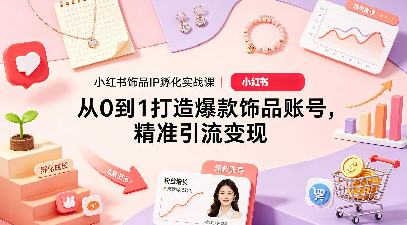 小红书饰品IP孵化实战课｜从0到1打造爆款饰品账号，精准引流变现-凡人轻创