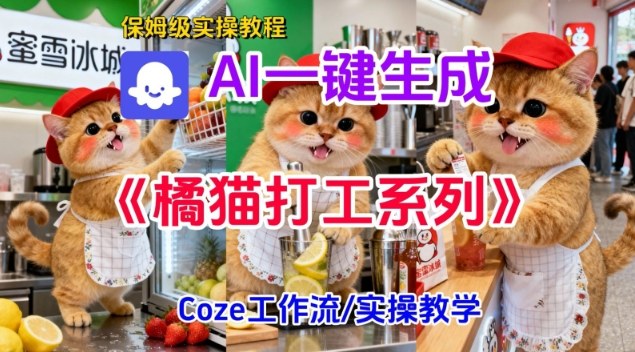 Coze扣子工作流一键生成胖橘猫打工短视频，保姆级实操搭建教学-凡人轻创
