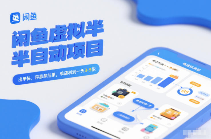 闲鱼虚拟半自动项目，出单快，容易拿结果，单店利润一天3-5张-凡人轻创