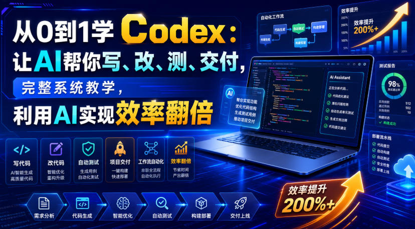 从0到1学Codex:让AI帮你写、改、测、交付,完整系统教学,利用AI实现效率翻倍-凡人轻创