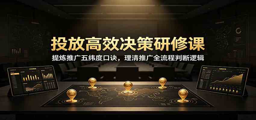 投放高效决策研修课：提炼推广五纬度口诀，理清推广全流程判断逻辑