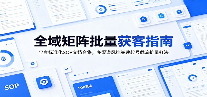 全域矩阵批量获客指南：全套标准化SOP文档合集，多渠道风控基建起号截流扩量打法-凡人轻创