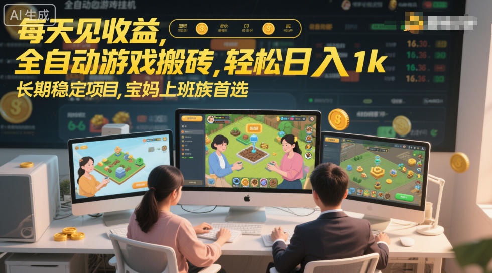 每天见收益,全自动游戏搬砖,轻松日入1k,长期稳定项目,宝妈上班族首选【揭秘】-凡人轻创