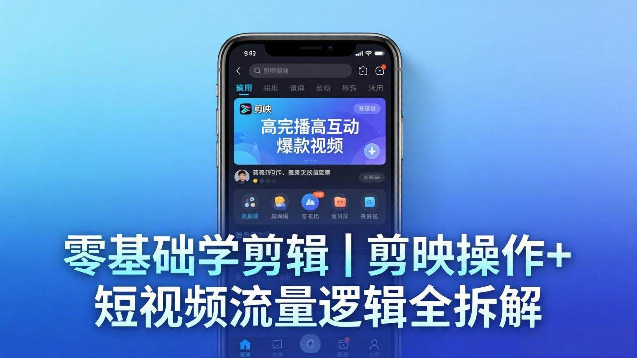 （18117期） 【零基础学剪辑】剪映操作+短视频流量逻辑全拆解｜手把手教你剪出高完播高互动爆款视频-凡人轻创