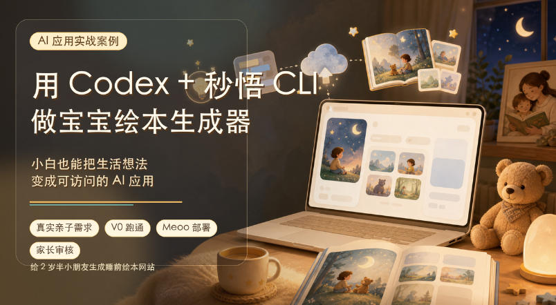AI应用实战案例,用Codex+秒悟CLl做宝宝绘本生成器,小白也能把生活想法变成可访问的AI应用-凡人轻创