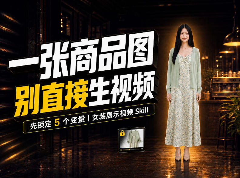 女装AI视频总翻车?问题不在提示词,女装展示视频Skill先锁定5个变量!-凡人轻创