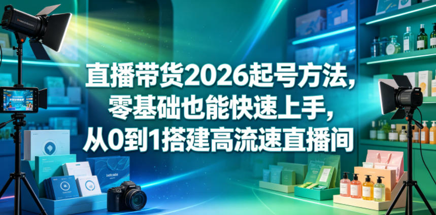 直播带货2026起号方法，零基础也能快速上手，从0到1搭建高流速直播间-凡人轻创