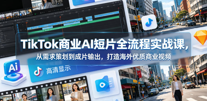 TikTok商业AI短片全流程实战课,从需求策划到成片输出,打造海外优质商业视频-凡人轻创