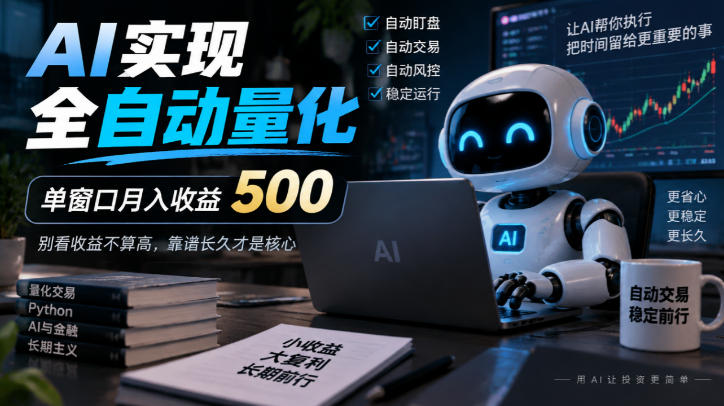 AI实现全自动量化，单窗口月入收益500，别看收益不算高，靠谱长久才是核心【揭秘】-凡人轻创