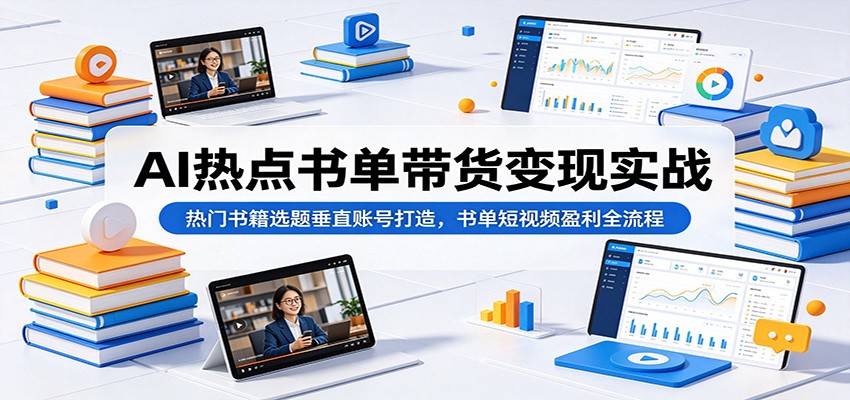 AI热点书单带货变现实战：热门书籍选题垂直账号打造，书单短视频盈利全流程-凡人轻创