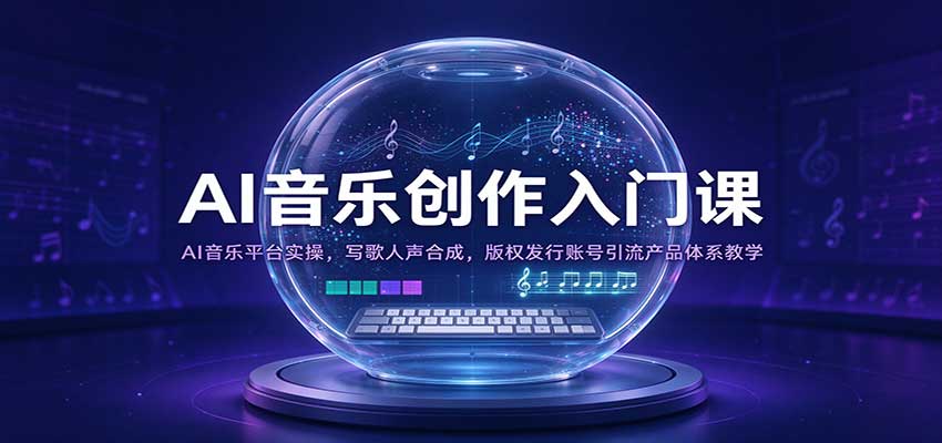 AI音乐创作入门课:AI音乐平台实操,写歌人声合成,版权发行账号引流产品体系教学-凡人轻创