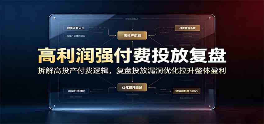 高利润强付费投放复盘：拆解高投产付费逻辑，复盘投放漏洞优化拉升整体盈利-凡人轻创