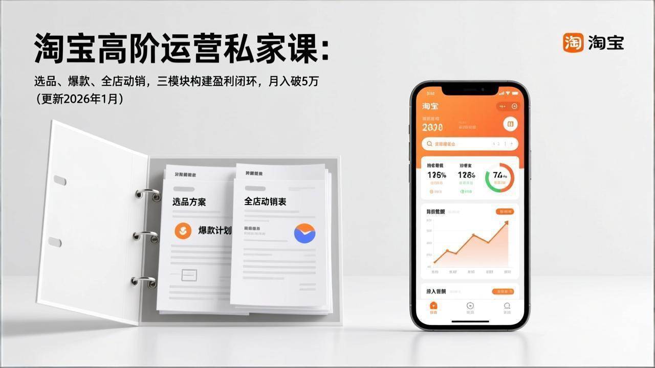 (17280期)淘宝高阶运营私家课:选品、爆款、全店动销,三模块构建盈利闭环,月入破5万(更新26年1月)-凡人轻创