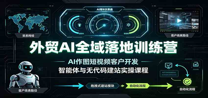 外贸AI全域落地训练营：AI作图短视频客户开发，智能体与无代码建站实操课程-凡人轻创