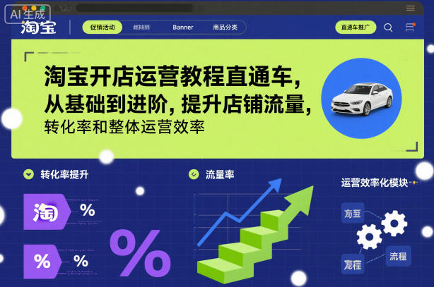 淘宝开店运营教程直通车，从基础到进阶，提升店铺流量，转化率和整体运营效率（更新26年05月27日）-凡人轻创