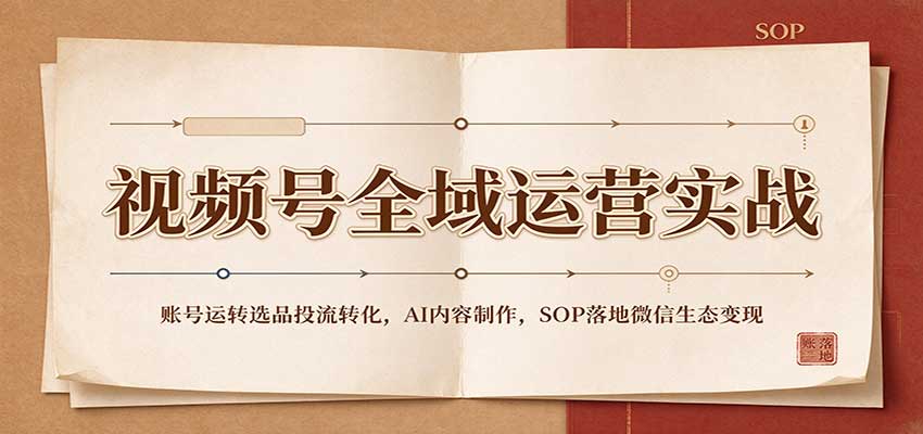 视频号全域运营实战:账号运转选品投流转化,AI内容制作,SOP落地微信生态变现-凡人轻创