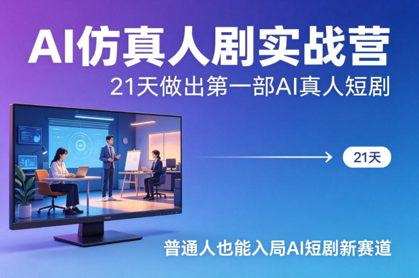 AI仿真人剧实战营,21天做出第一部AI真人短剧,普通人也能入局AI短剧新赛道-凡人轻创