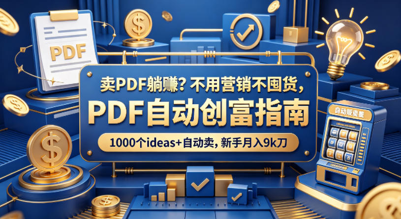 卖PDF躺賺？不用营销不囤货，PDF自动创富指南，1000个ideas+自动卖，新手月入9k刀【原创双语字幕】-凡人轻创
