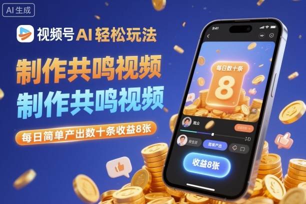视频号AI轻松玩法，制作共鸣视频，每日简单产出数十条收益8张-凡人轻创