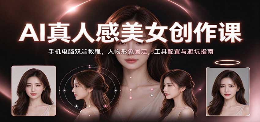 AI真人感美女创作课：手机电脑双端教程，人物形象固定，工具配置与避坑指南-凡人轻创