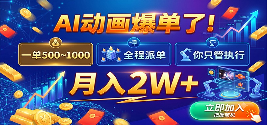 AI动画爆单了!一单500~1000,全程派单,你只管执行,月入2W+-凡人轻创