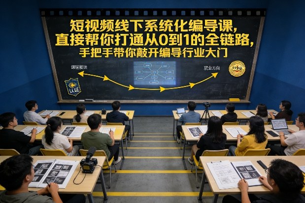 短视频线下系统化编导课,直接帮你打通从0到1的全链路,手把手带你敲开编导行业大门-凡人轻创