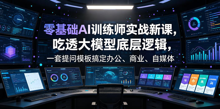 零基础AI训练师实战课，吃透大模型底层逻辑，一套提问模板搞定办公、商业、自媒体、设计、生活全场景AI落地应用-凡人轻创