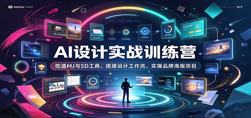 AI设计实战训练营：吃透MJ与SD工具，搭建设计工作流，实操品牌海报项目-凡人轻创