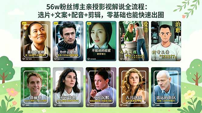 （18579期）56万粉丝博主亲授影视解说全流程：选片+文案+配音+剪辑，零基础也能快速出圈-凡人轻创