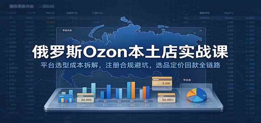 俄罗斯Ozon本土店实战课:平台选型成本拆解,注册合规避坑,选品定价回款全链路-凡人轻创