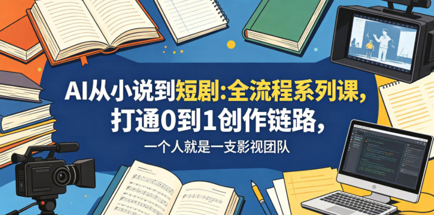 AI从小说到短剧全流程系列课,打通0到1创作链路,一个人就是一支影视团队-凡人轻创