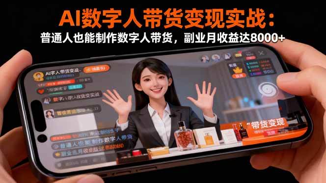(16377期)AI数字人带货变现实战:普通人也能制作数字人带货,副业月收益达8000+-凡人轻创