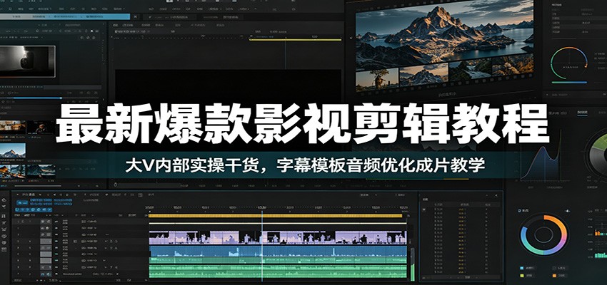 最新爆款影视剪辑教程：大V内部实操干货，字幕模板音频优化成片教学-凡人轻创
