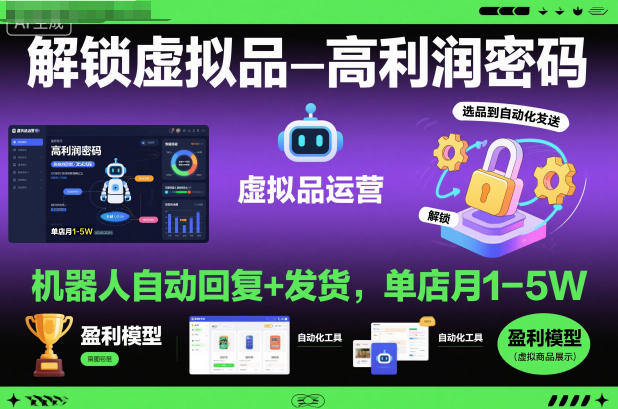 解锁虚拟品高利润密码：机器人自动回复+发货，单店月1-5W【揭秘】-凡人轻创