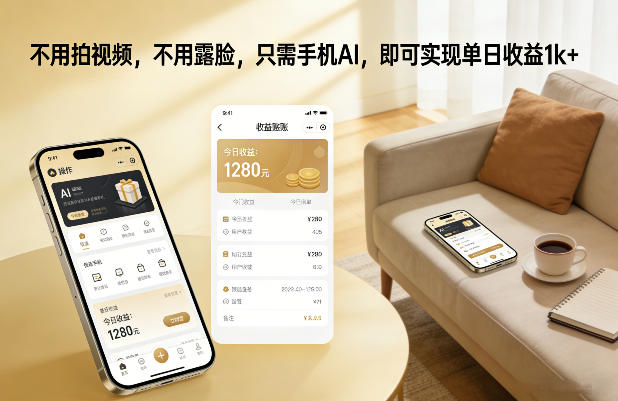 不用拍视频，不用露脸，只需手机AI，即可实现单日收益1k+【揭秘】-凡人轻创