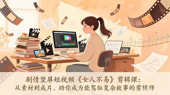 （17305期）剧情竖屏短视频《女人不易》剪辑课：从素材到成片、助你成为能驾驭复杂故事的剪辑师-凡人轻创