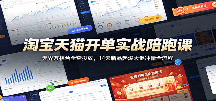 淘宝天猫开单实战陪跑课：无界万相台全套投放，14天新品起爆大促冲量全流程-凡人轻创